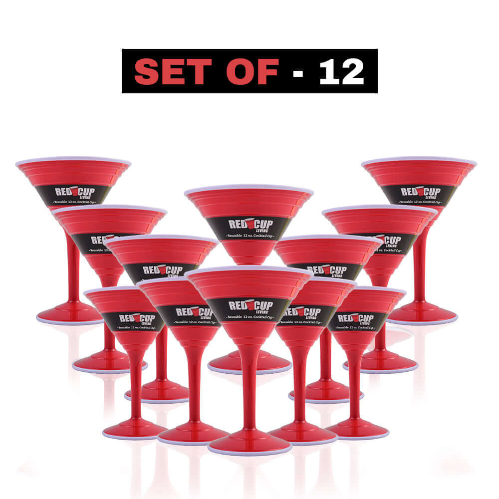 Redcupliving 12oz Reusable Cocktail Cups | BPA-Free Double-Wall Red Drinkware