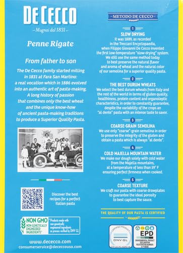 De Cecco Semolina Pasta Penne Rigate No. 41 - 16 Ounce (Pack of 1)