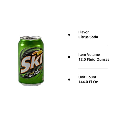 Ski Citrus Soda, 12 Ounce (12 Cans), Refreshing Citrus Flavor, Pack of 12