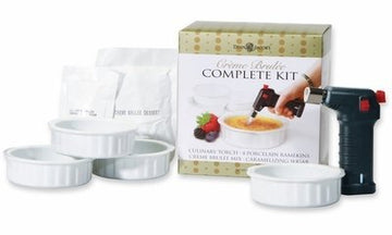 Dean Jacobs Quick & Delicious Creme Brulee Gift Set with Culinary Torch for Caramelizing Tops