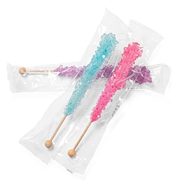 Candy Envy - Mermaid Rock Candy Sugar Sticks - 18 Indiv. Wrapped - Pink, Light Blue, Lavender