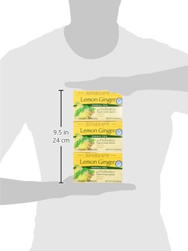 Bigelow Tea Classic Lemon Ginger Herbal Tea, Probiotics, 18 Count (Pack of 3)