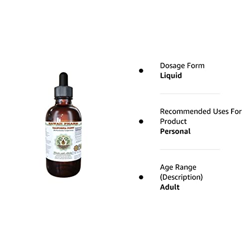 Hawaii Pharm California Poppy Glycerite, 4 Fl Oz, -Free Liquid Extract, Nervous System Support