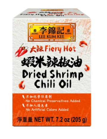 Lee Kum Kee Fiery Hot Dried Shrimp Chili Oil (7.2 oz - 12 Pack) Spicy & Umami Perfect for Stir-Frying Drizzling Dipping Sauce for Dumplings Dim Sum or Hot Pot Cold Dishes & Noodle Soups