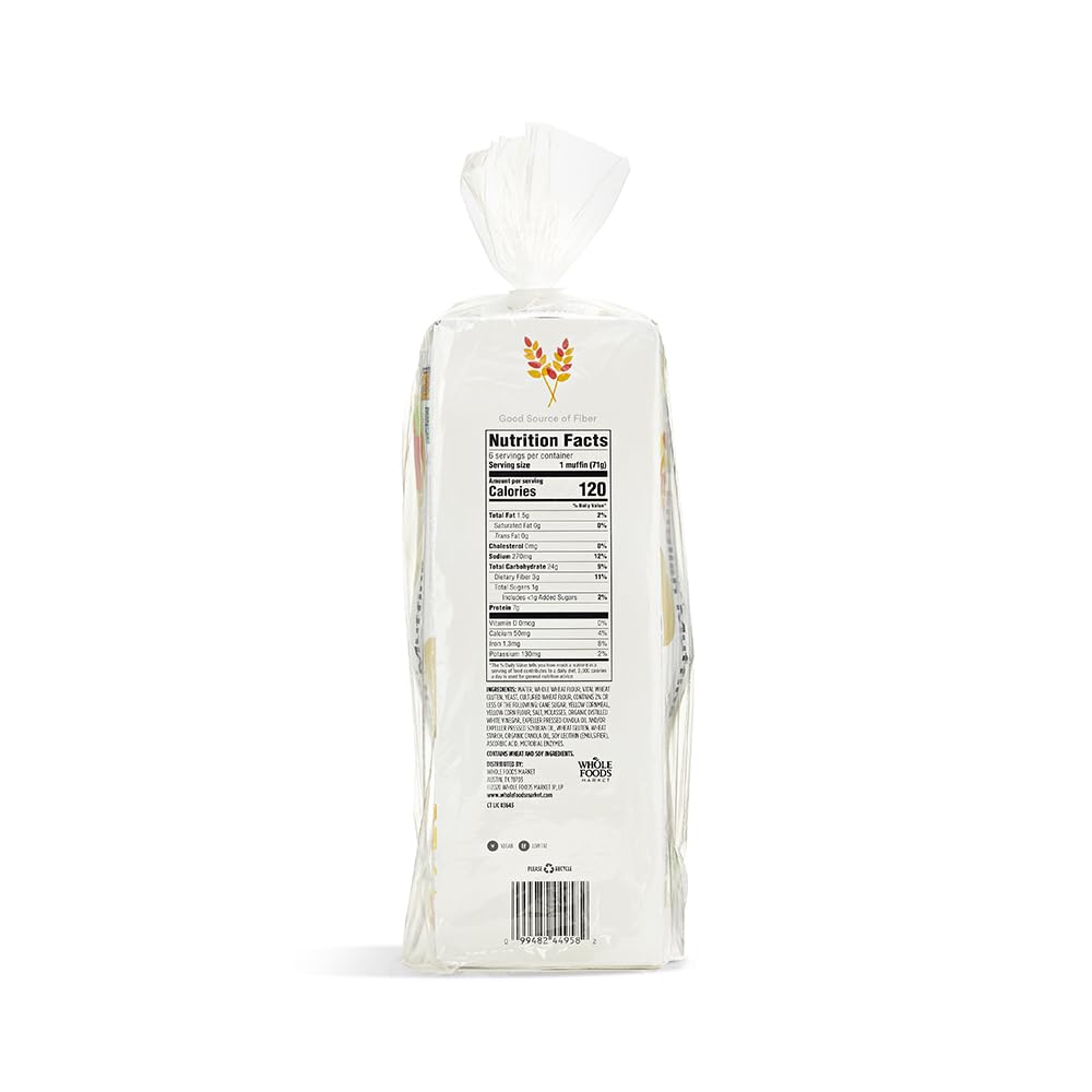 365 Everyday Value, Whole Wheat English Muffins, 15 oz, 6 CT