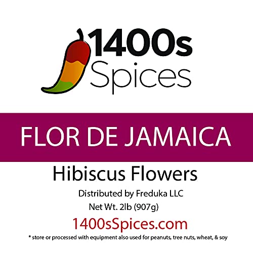 2lb Dried Hibiscus Flowers Bulk perfect for Tea and Mexican Agua Fresca Flor de Jamaica Whole Flowers and Petals by 1400s Spices