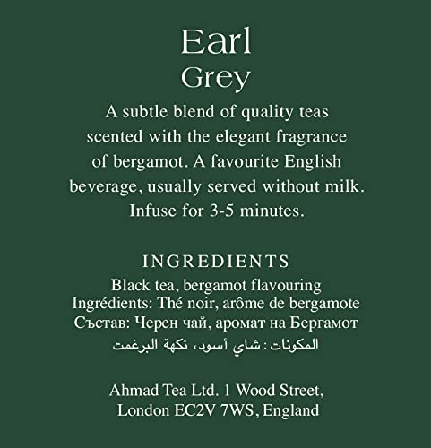 Ahmad Tea Earl Grey Tea, Tagged Teabags without envelopes, 100 Count