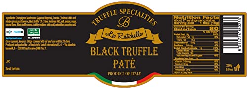 La Rustichella - Black Truffle Pat 9.88 oz (280 gr) - 100% Made in Italy | Vegan Gluten-Free Cholesterol-Free