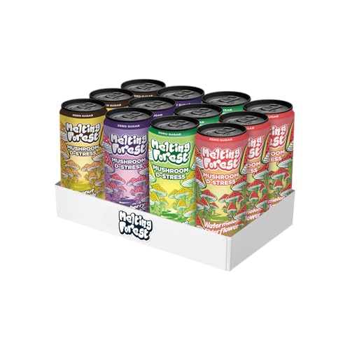 MELTING FOREST Melting Forest Mushroom D-Stress Drink Variety Pack - 12 Fl Oz (12 Pack) - 4 Flavors