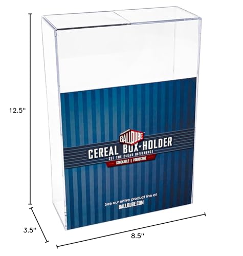 BallQube Cereal Box Display Case, Square Clear 18 Ounce Wheaties Box Display Holder Memorabilia Display Case & Storage Sports