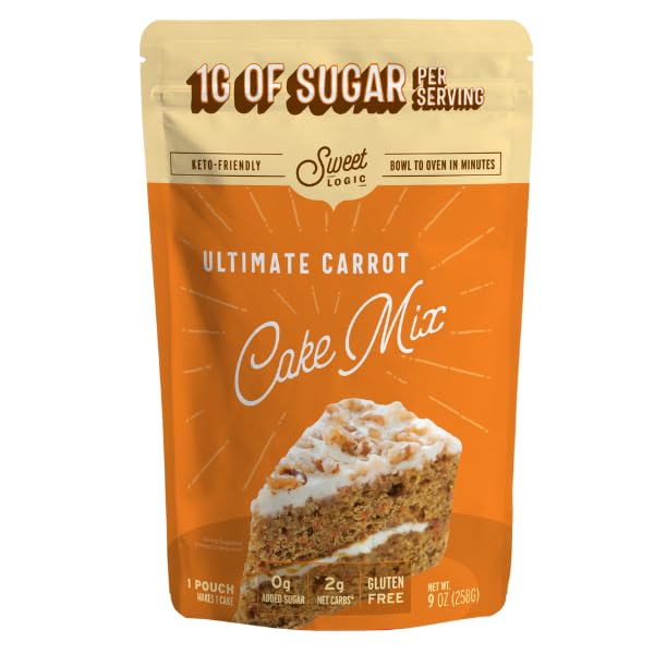 Sweet Logic Keto Baking Mix - Carrot Cake - Gluten-Free - Dairy Free - Diaplayic-Friendly - High Protein - Allulose - Stevia - Low Sugar - Low Carb - Quick 20-Minute Prep (1-2G Carbs Per Serving)