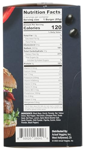 Actual Veggies Black Bean Veggie Burger, 12 OZ