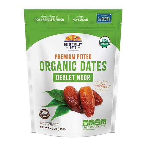 Organic Deglet Noor Top-Grade Pitted Dates Grown In California Sun Ripened Ou Kosher By Desert Valley Date 2.5 Lb