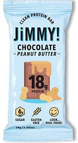JIMMYBAR Functional Protein Bar - Chocolate Peanut Butter - 18g Protein - 12 Count - Gluten Free, Low Sugar