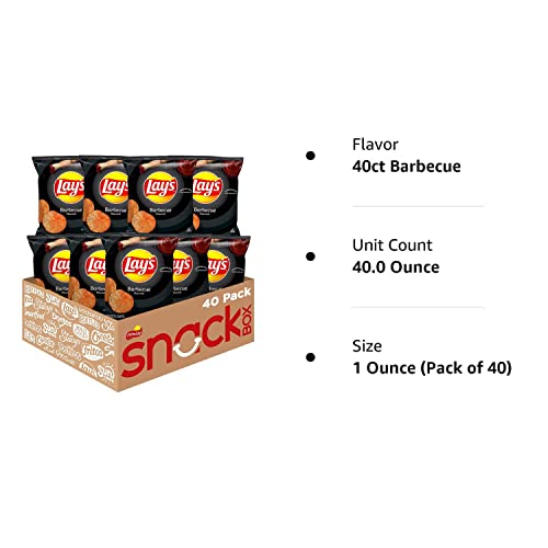 Lays Barbecue Flavored Potato Chips, 1 oz Bags, 40 Count Pack
