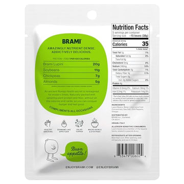 Brami Lupini Beans Snack, Chili & Lime, 7G Plant Based Protein, 0G Net Carbs, Vegan, Vegetarian, Keto, Mediterranean Diet, Non P