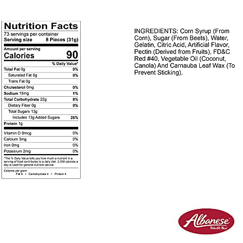 Albanese Candy, Berry Red Gummi Raspberries, 5-Pound Bag