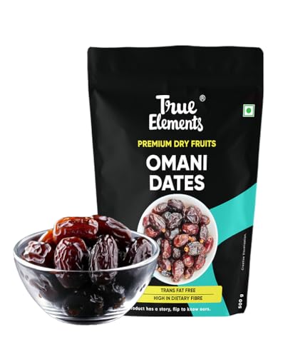 True Elements Omani Dates 500G | Khajur Dry Fruits | Top-Grade Khajoor | Healthy & Nutritious Snack | Natural Sweetener | Rich In Protein & Vitamins
