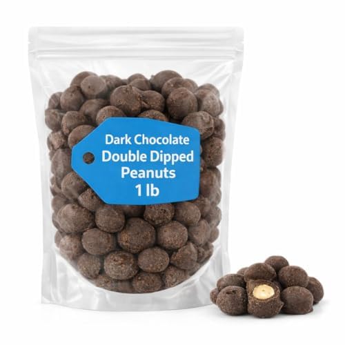 Dark Chocolate Double Dipped Peanuts, Gourmet Chocolate Covered Nuts, 1 lb