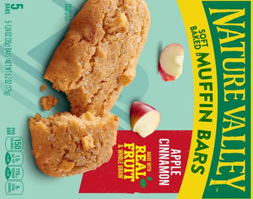 Nature Valley Soft-Baked Muffin Bars, Apple Cinnamon, Snack Bars, 5 Bars, 6.2 Oz