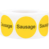 Yellow Sausage Deli Labels 1 Inch Round Circle Dot 500 Total Adhesive Stickers
