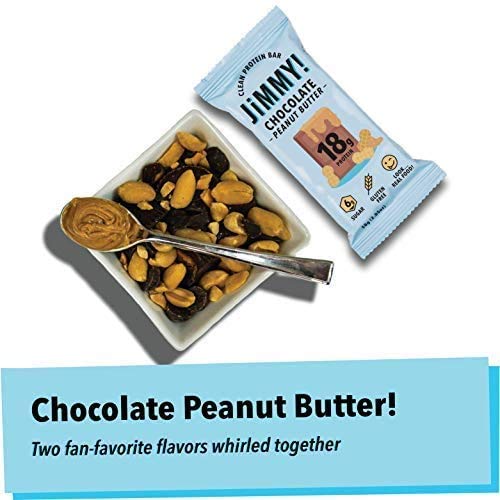 JIMMYBAR Functional Protein Bar - Chocolate Peanut Butter - 18g Protein - 12 Count - Gluten Free, Low Sugar