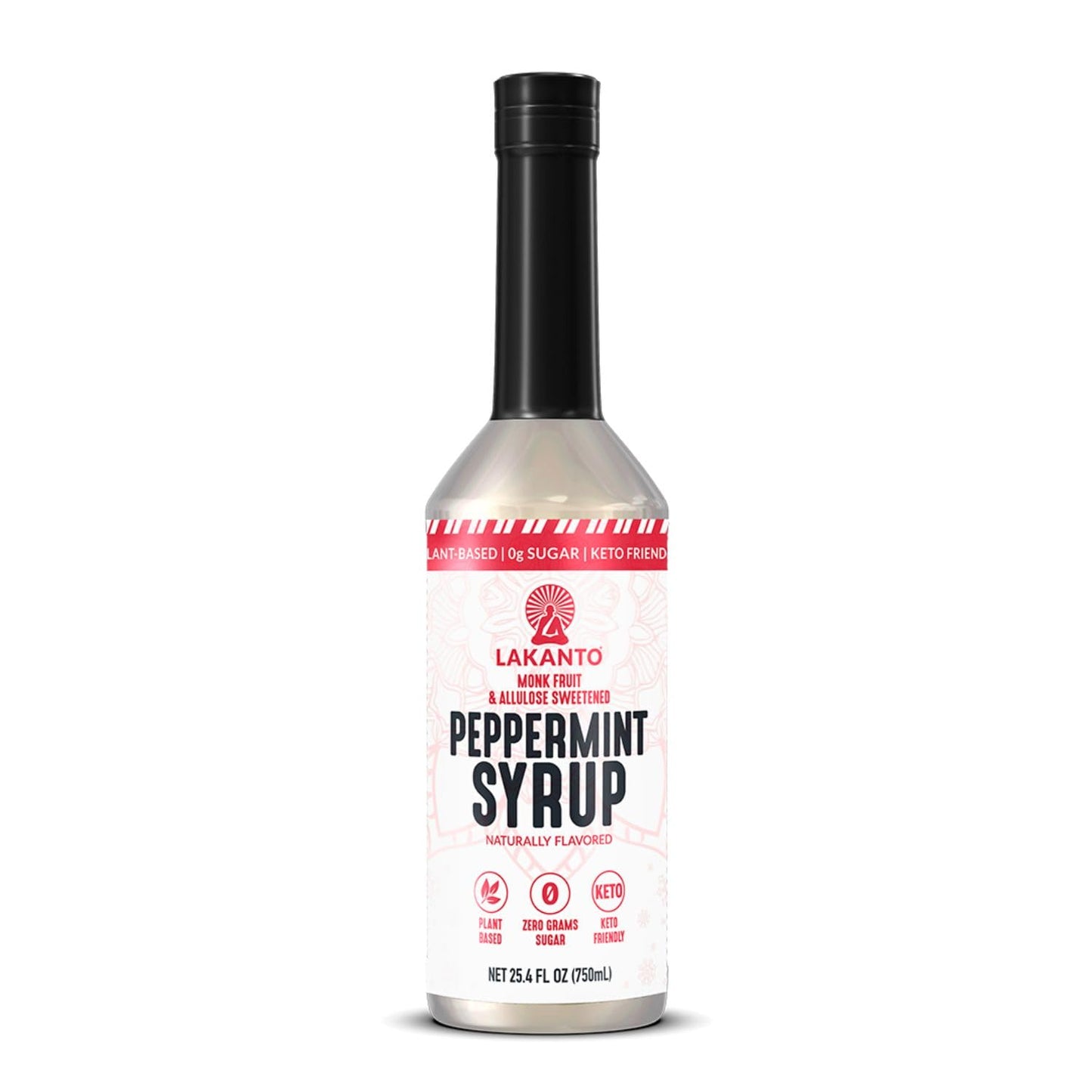 Lakanto Peppermint Simple Syrup - Perfect For Coffee Tea Lattes Smoothies Mixed Flavors Holiday Drinks Baking Monk Fruit Sweetener With Allulose Zero Sugar Keto Diaplayic Friendly (25.4 Fl Oz)