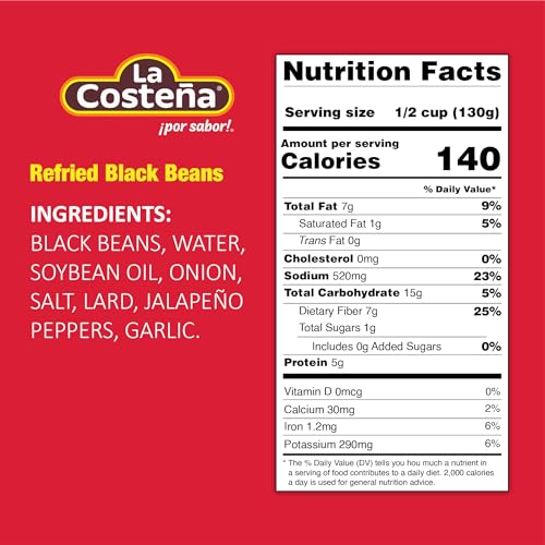 La Costea Refried Black Beans, 20.5 Ounce Can (Pack Of 12)