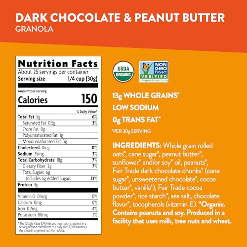 Love Crunch Organic Dark Chocolate And Peanut Butter Granola, 1.65 Lbs.