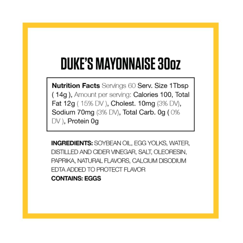 Dukes Mayonnaise 30 Fl Oz, Jar Smooth & Creamy (2 Pack)