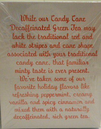TJs Candy Cane Green Tea - Decaffeinated, Peppermint, Vanilla, Cinnamon Flavors, 20 Count