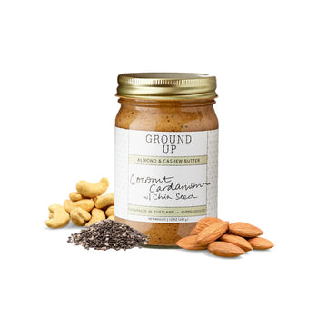 Ground Up Pdx Nut Butter Almond Cashew Coconut Cardamom Chia Seed 12 Ounce