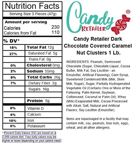 Candy Retailer Dark Chocolate Caramel Peanut Clusters 1 Lb.
