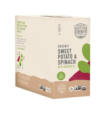 Serenity Kids 6+ Months Veggie Puree Baby Food Pouches - Usda Organic - No Sugary Fruits Or Added Sugar - Allergen Free - 3.5 Oz Bpa-Free Pouch - Sweet Potato & Spinach - 6 Count - Sweet Potato Puree