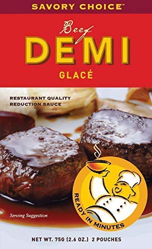 Gluten Free Beef Demi Glace Packets By Savory Choice 2.6 Ounce Packages (Pack Of 2) Restaurant Quality Reduction Sauce