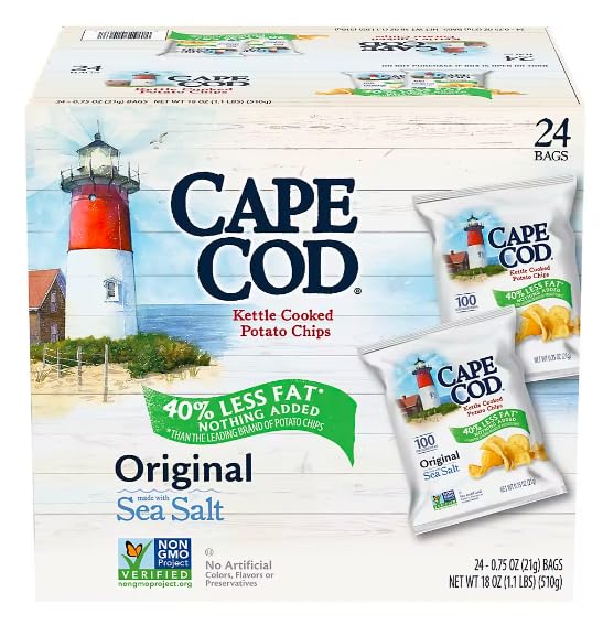 evsemo Cape Cod Kettle Cooked Original Reduced Fat Potato Chips, 24 ct./0.75 oz.