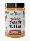 Just About Foods Organic Keto Peanut Butter Crunchy - Gluten-Free, No Sugar Added, Unsweetened, 16 Ounce