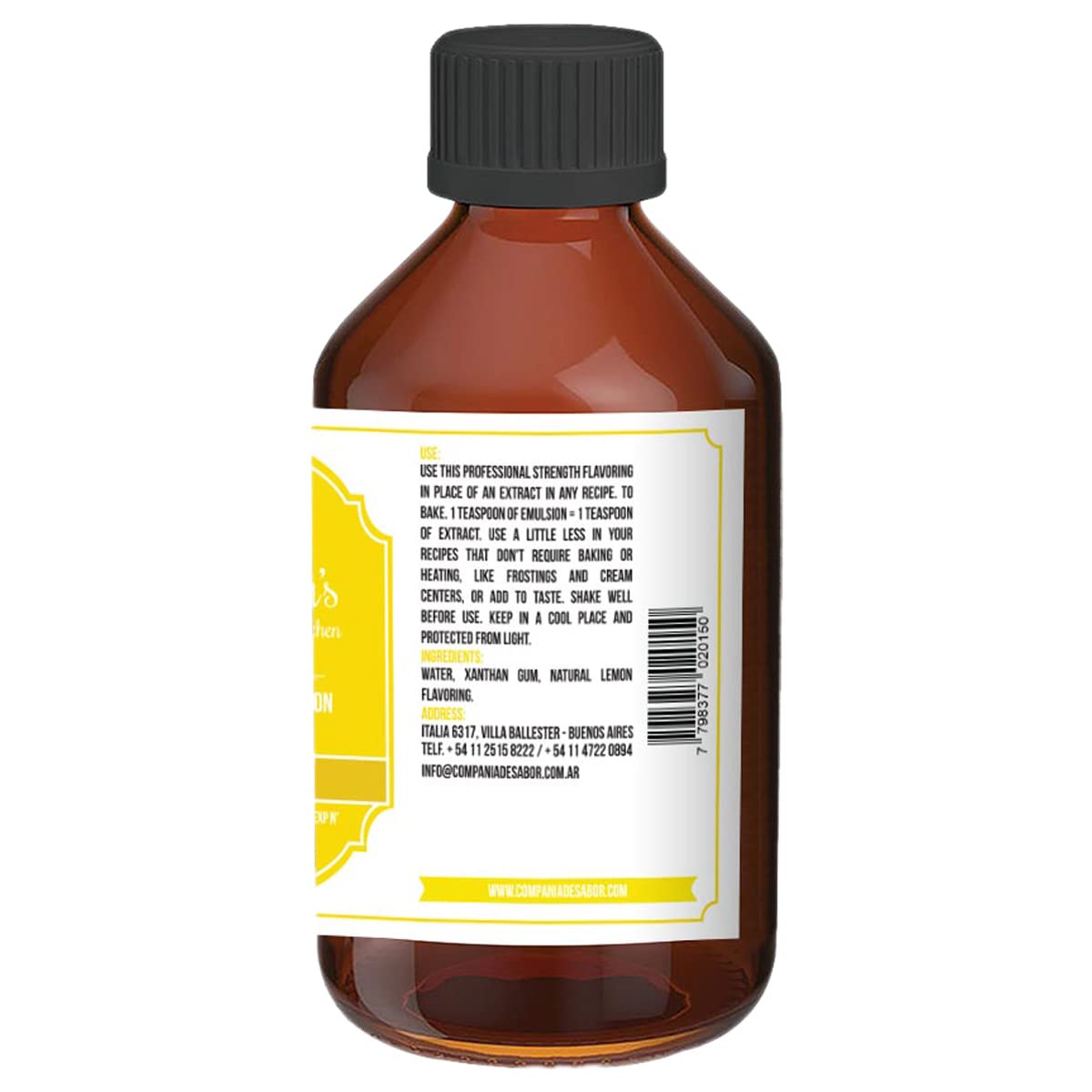 GUSTEAU’S Lemon Flavor Bakery Emulsion, Free, Sugar Free, Kosher, 4 fl oz (100ml)