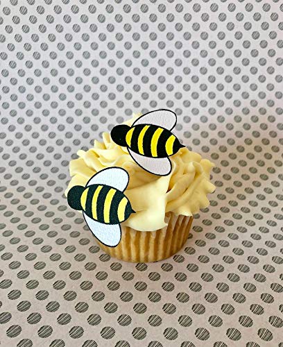 Sugar Robot - Edible Bees For Cake Decorations - Small Size - Edible Bumblebee Cake Decorations - Enhanced Crafted - Made In The Usa Cake -Set Of 24 (Bumble Bees)
