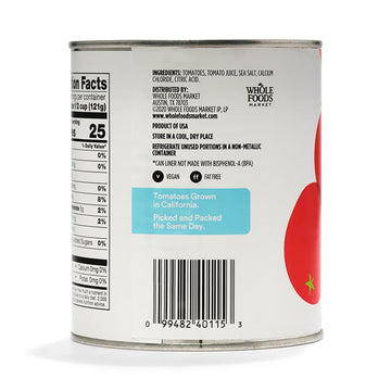 365 by Whole Foods Market Whole Peeled Tomatoes, 28 Ounce, 1.75 Pound Pack, Canned Tomato Product