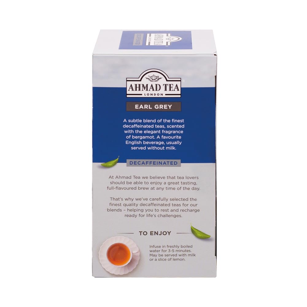 Ahmad Tea Decaffeinated Earl Grey Tea 20 Count Brown Aluminium Foil Envelopes M12501