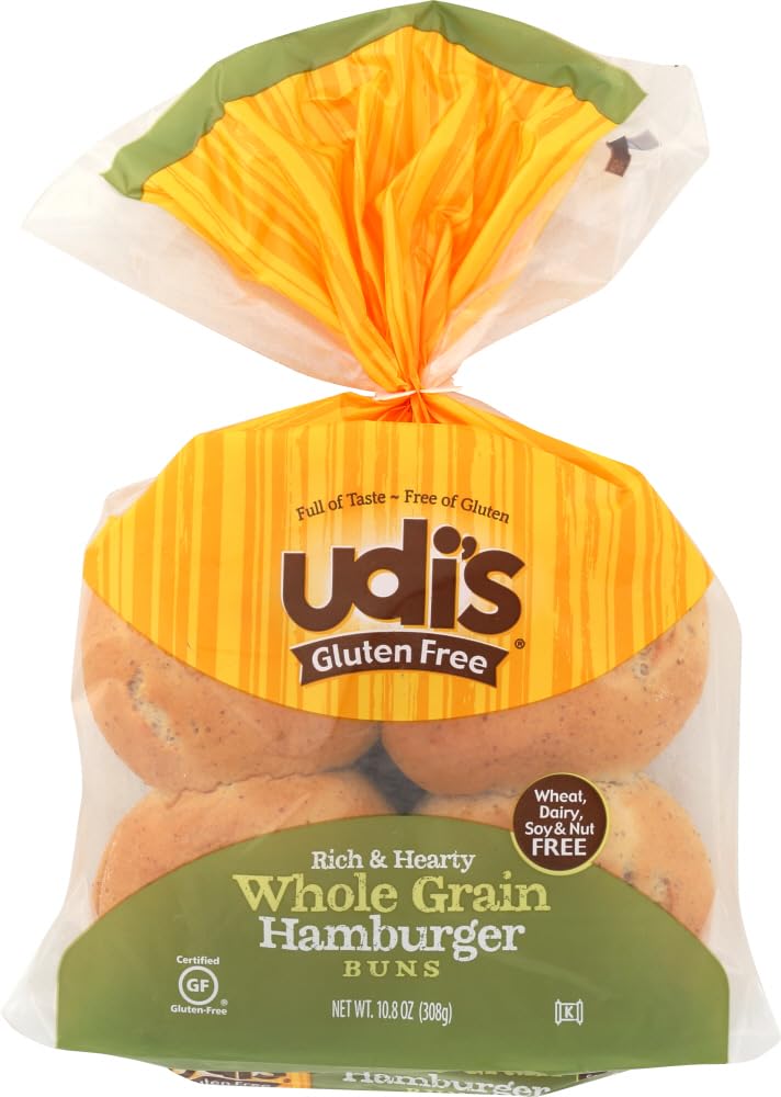Udis Gluten Free Whole Grain Hamburger Buns ,32 Count (Pack of 1)