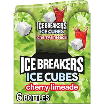 ICE BREAKERS Ice Cubes Cherry Limeade Sugar Free Chewing Gum Bottles, 3.24 oz (6 Count, 40 Pieces)