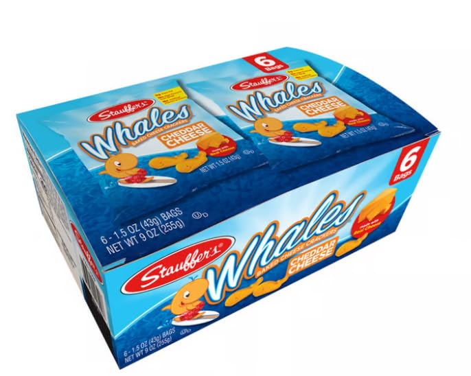 Whales Cheddar Crackers, 6 Bags, 15 oz (255g) Each