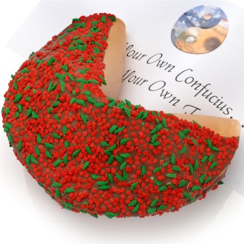 Holly & Berries Giant Fortune Cookie (Caramel)