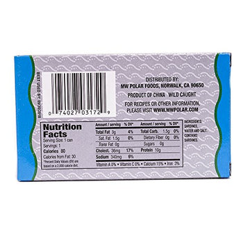 MW Polar Foods Sardines in Water, 3-Ounce (Pack of 24)