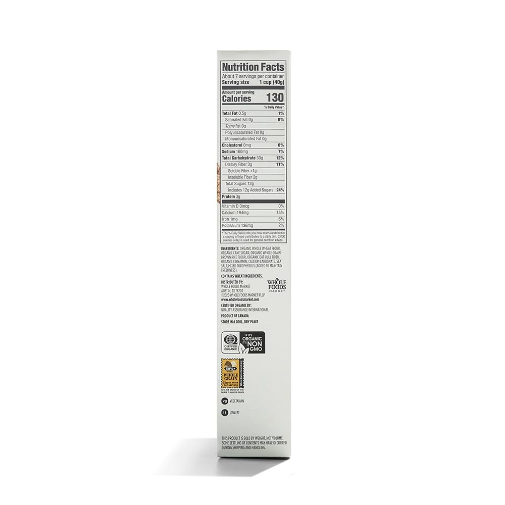 365 By Whole Foods Market, Cereal Crunchy Cinnamon Squares Organic, 10 Ounce