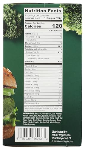 Actual Veggies Super Greens Veggie Burger, 12 OZ
