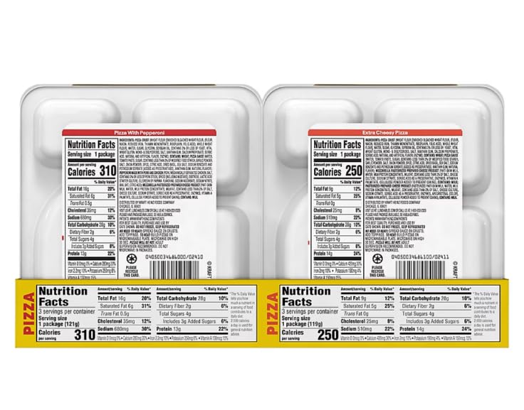 Generic Lunch ables Pizza with Pepperoni & Extra Cheesy Pizza Variety- 6 Packs
