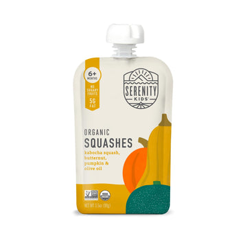 Serenity Kids 6+ Months Usda Organic Veggie Puree Baby Food Pouches | No Sugary Fruits Or Added Sugar | Allergen Free | 3.5 Ounce Bpa-Free Pouch | Squashes | 1 Count